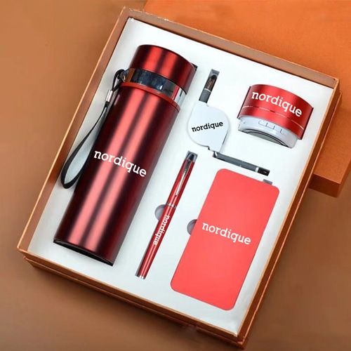 Bluetooth Speaker & Power Bank Gift Set with Pen, Bottle, & 2 in 1 Data Cable