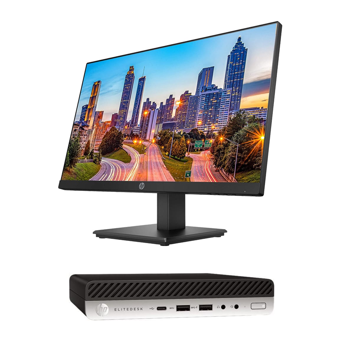 HP ELITEDESK 800 G3 MINI PC CORE I5-7TH GEN 8GB 256GB SSD + HP P224V 24 INCHES IPS MONITOR (All-In-One)