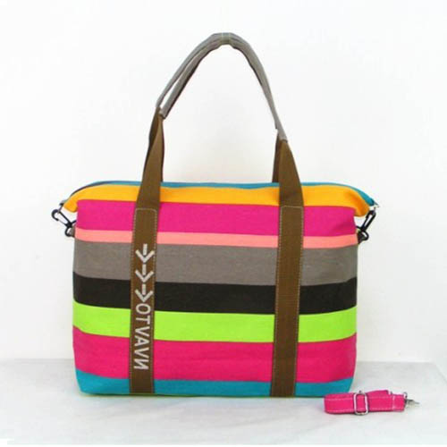Ladies Strip Tote Shopping Handbag