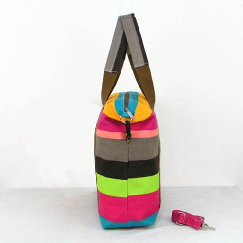 Ladies Strip Tote Shopping Handbag