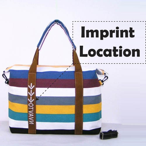 Ladies Strip Tote Shopping Handbag