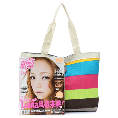 Striped Ladies Tote Bag Large Capacity